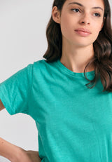 Tricou simplu cu guler rotund pentru femei - The essentials - Verde caraibian