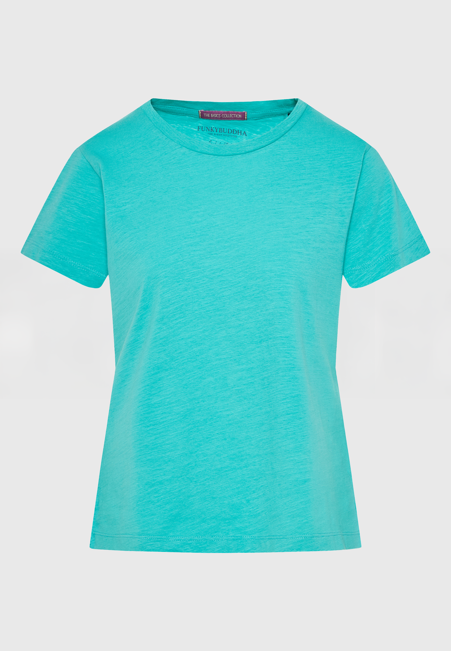 Tricou simplu cu guler rotund pentru femei - The essentials - Verde caraibian