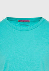 Tricou simplu cu guler rotund pentru femei - The essentials - Verde caraibian