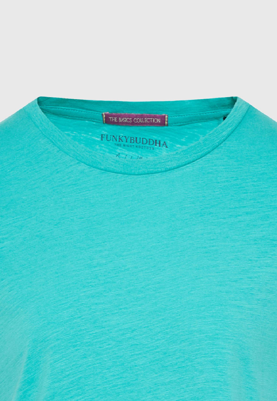 Tricou simplu cu guler rotund pentru femei - The essentials - Verde caraibian