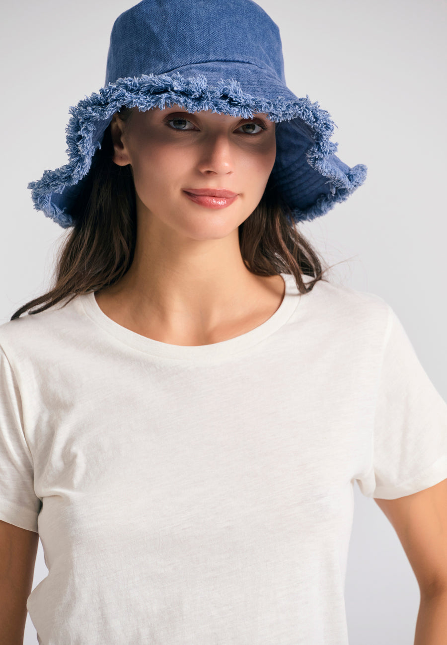 Tricou simplu de damă cu guler rotund - The essentials - Alb-gălbui