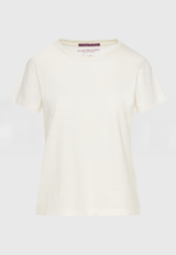 Tricou simplu de damă cu guler rotund - The essentials - Alb-gălbui