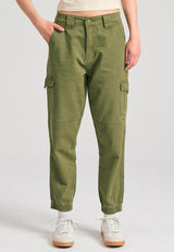 Pantaloni cargo vopsiți în haine de damă - Verde vânător