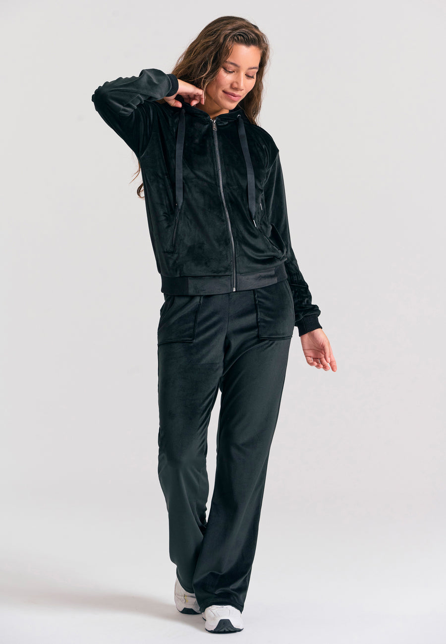 Pantaloni jogging evazați pentru femei, din velur