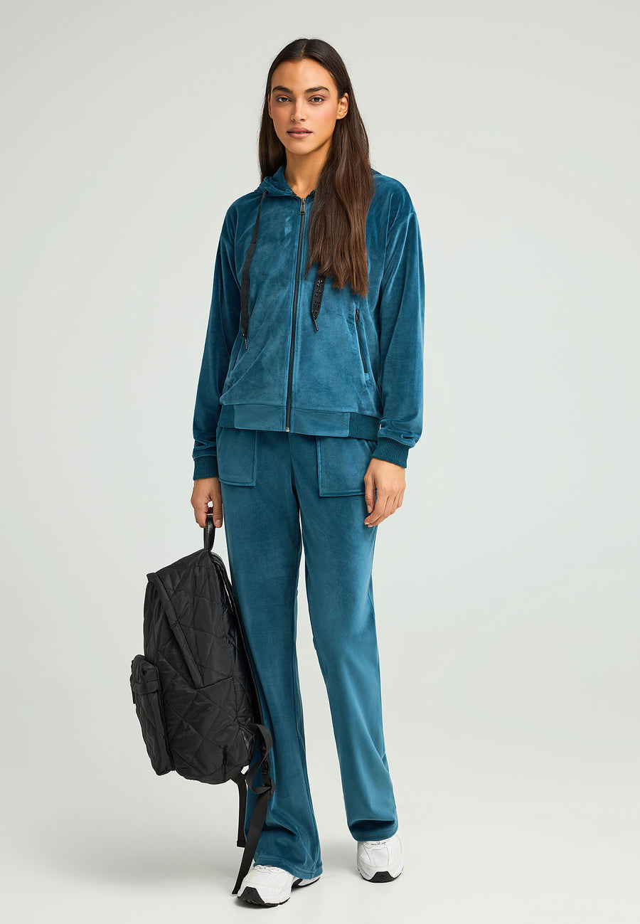 Pantaloni jogging evazați pentru femei, din velur