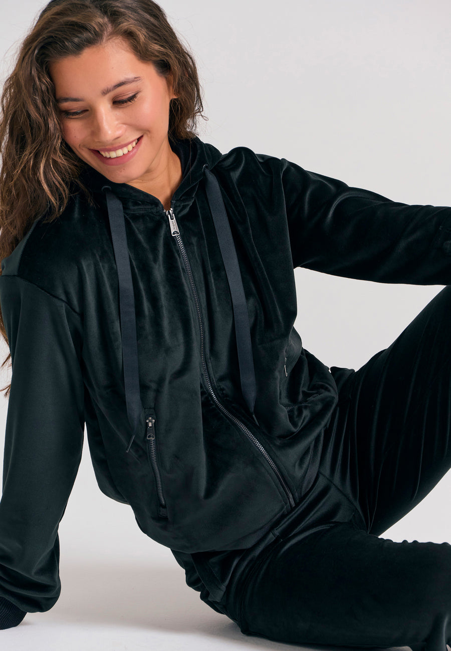 Hanorac cu fermoar din catifea pentru femei