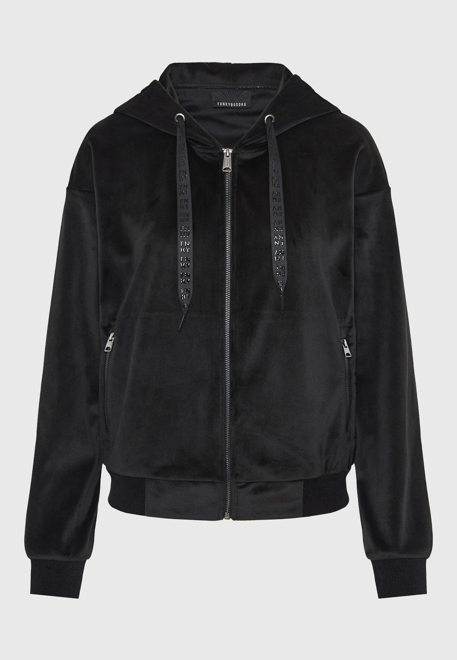 Hanorac cu fermoar din catifea pentru femei