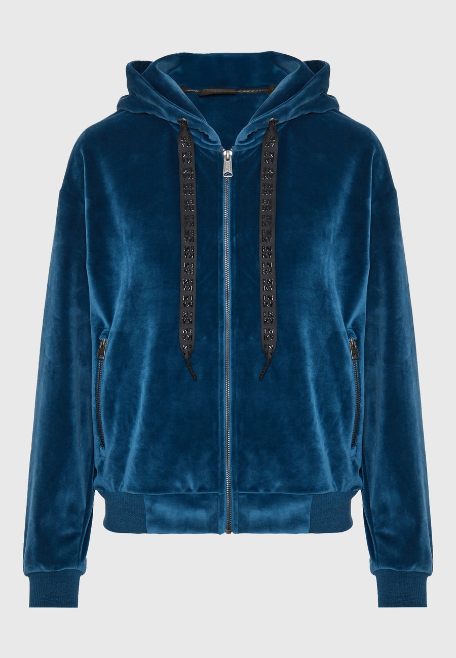 Hanorac cu fermoar din catifea pentru femei