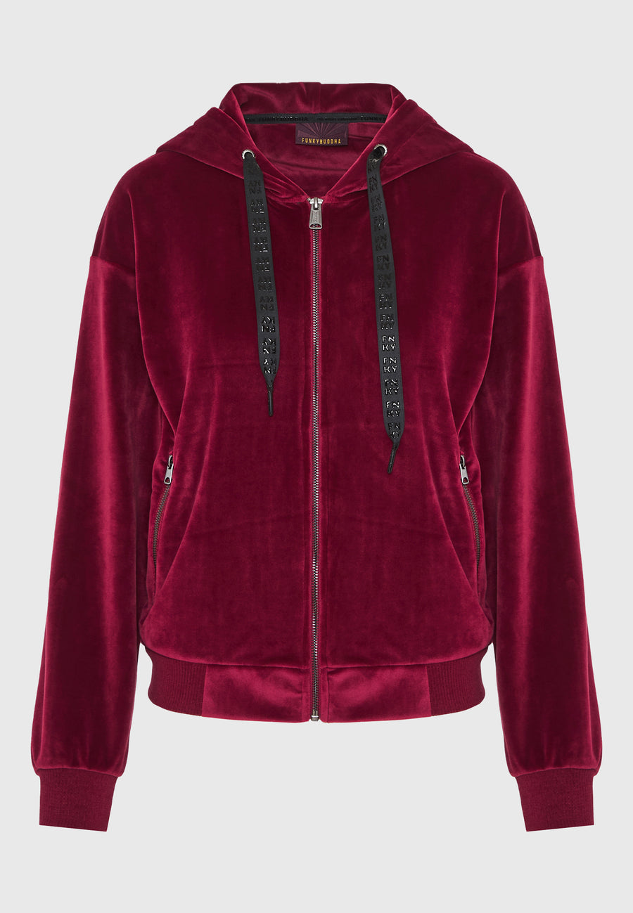 Hanorac cu fermoar din catifea pentru femei