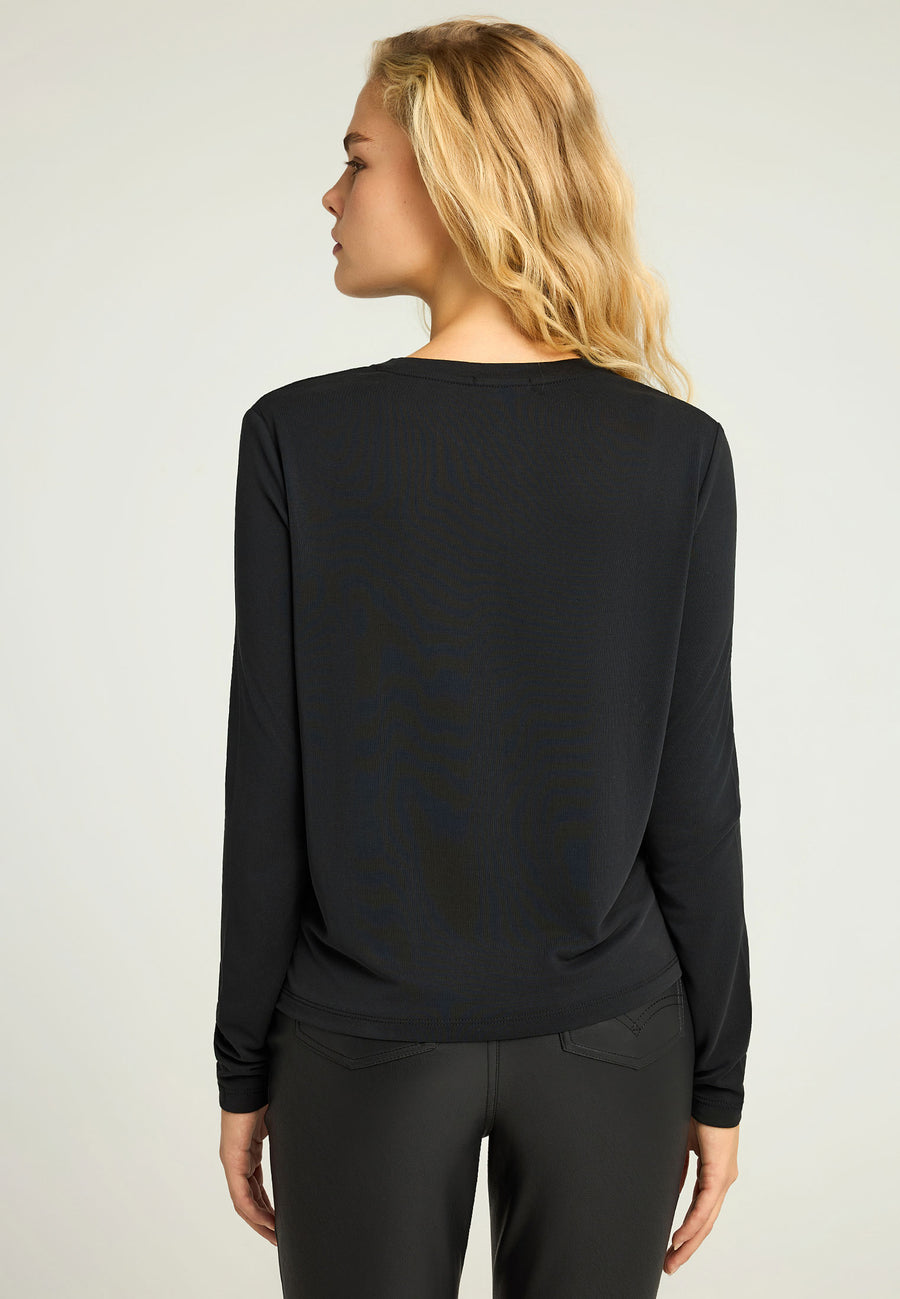 Tricou cu guler rotund și mânecă lungă