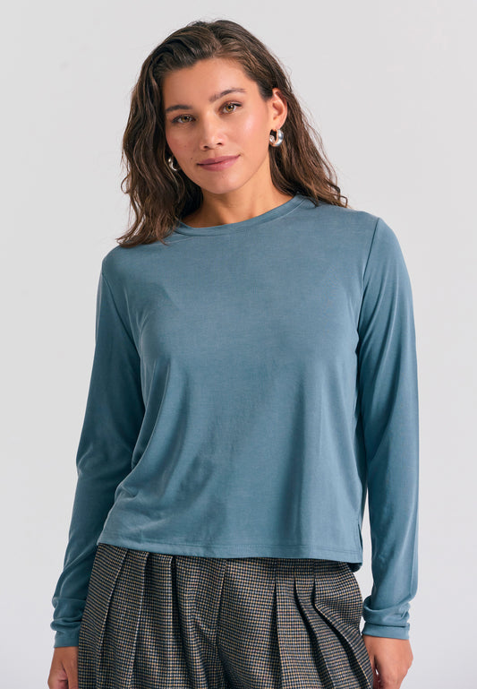 Tricou cu guler rotund și mânecă lungă