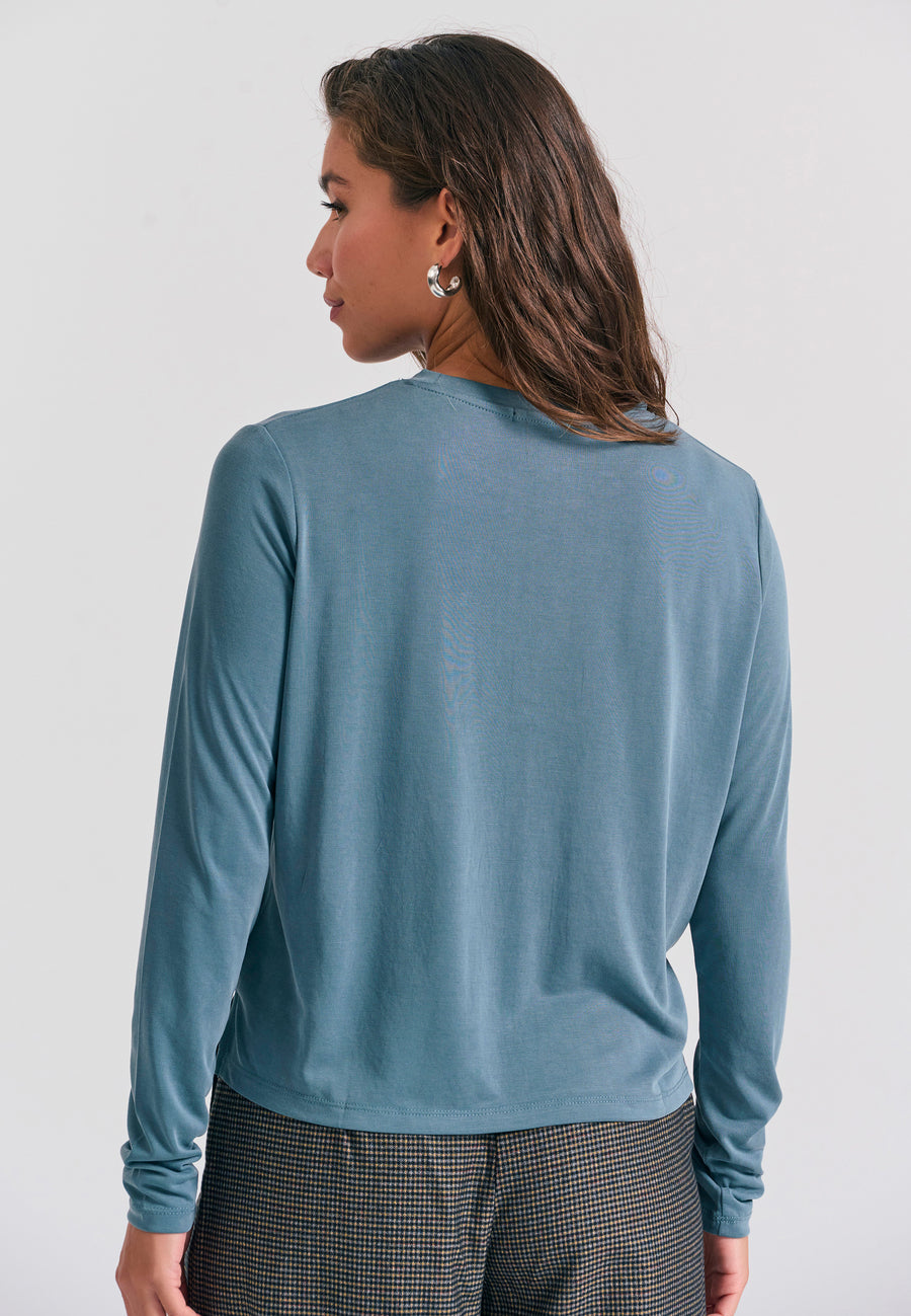 Tricou cu guler rotund și mânecă lungă