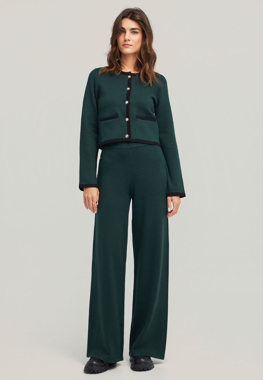 Pantaloni tricotați cu picior larg