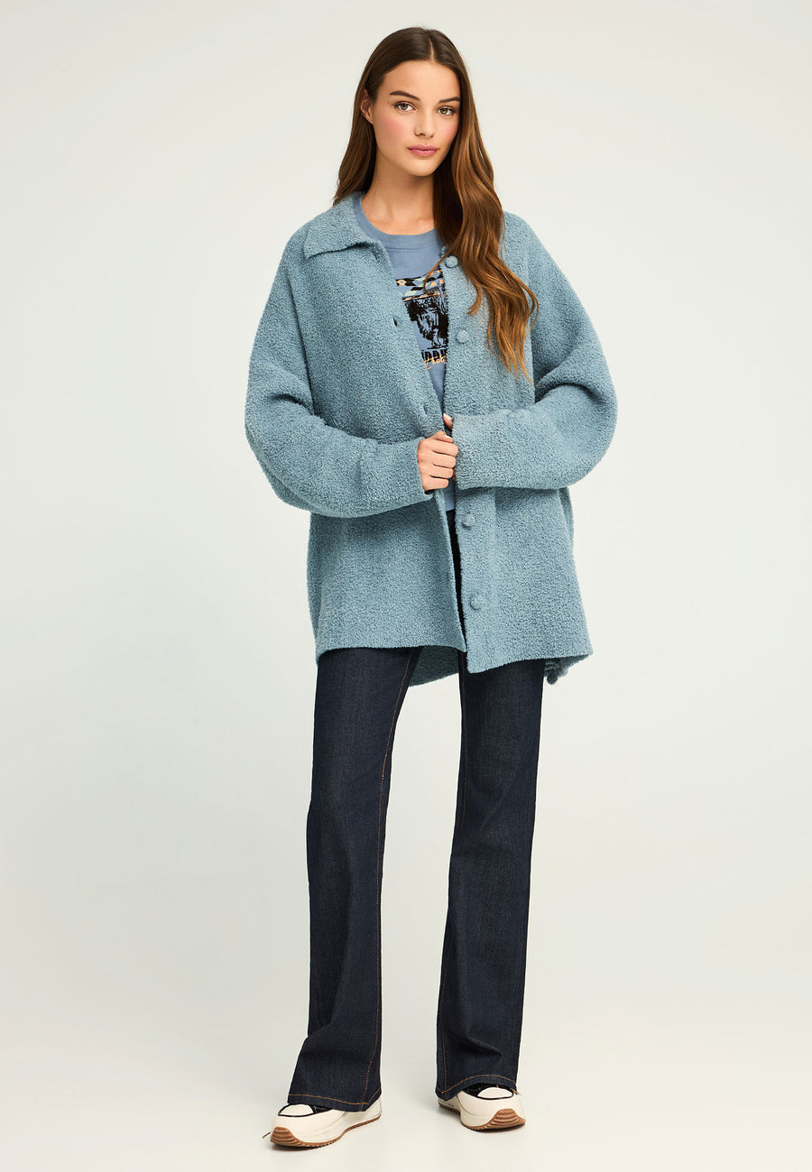 Cardigan din fleece pentru femei cu nasturi