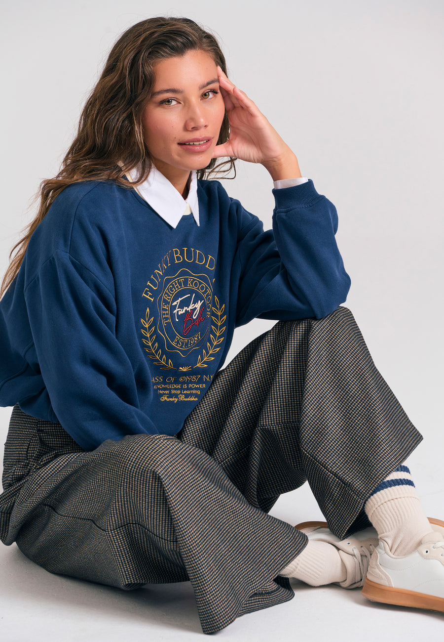 Pantaloni palazzo în carouri, cu talie înaltă, lejeră