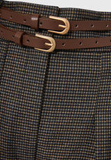 Pantaloni palazzo în carouri, cu talie înaltă, lejeră