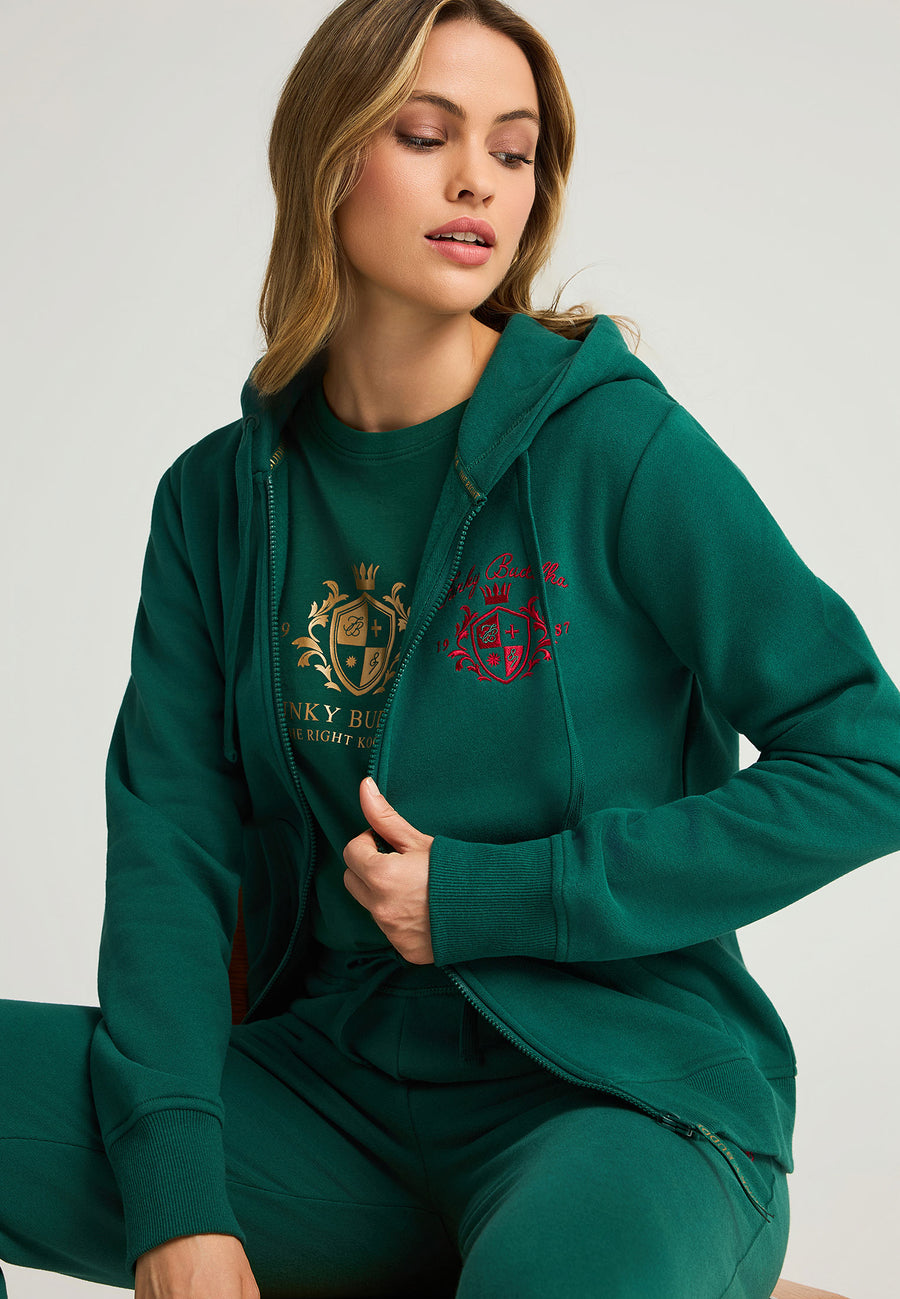 Hanorac cu fermoar și logo pentru femei