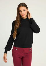 Top tricotat cu mânecă tip bishop pentru femei