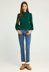 Top tricotat cu mânecă tip bishop pentru femei