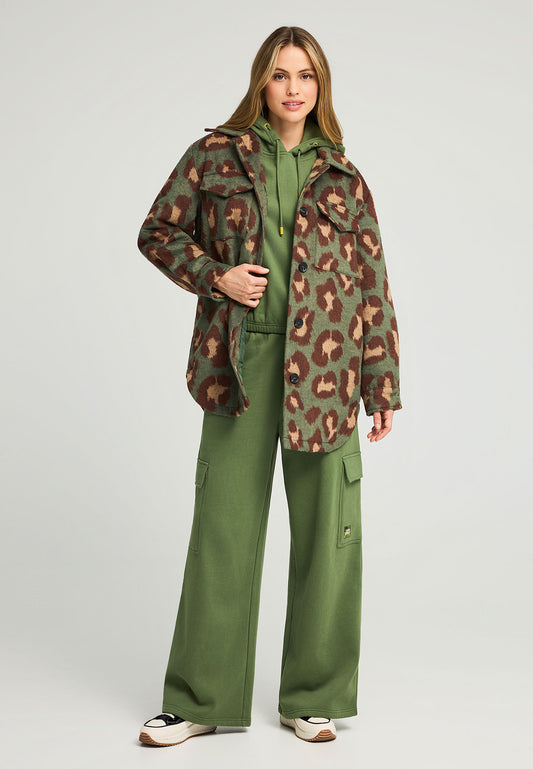 Jachetă din blană artificială de leopard