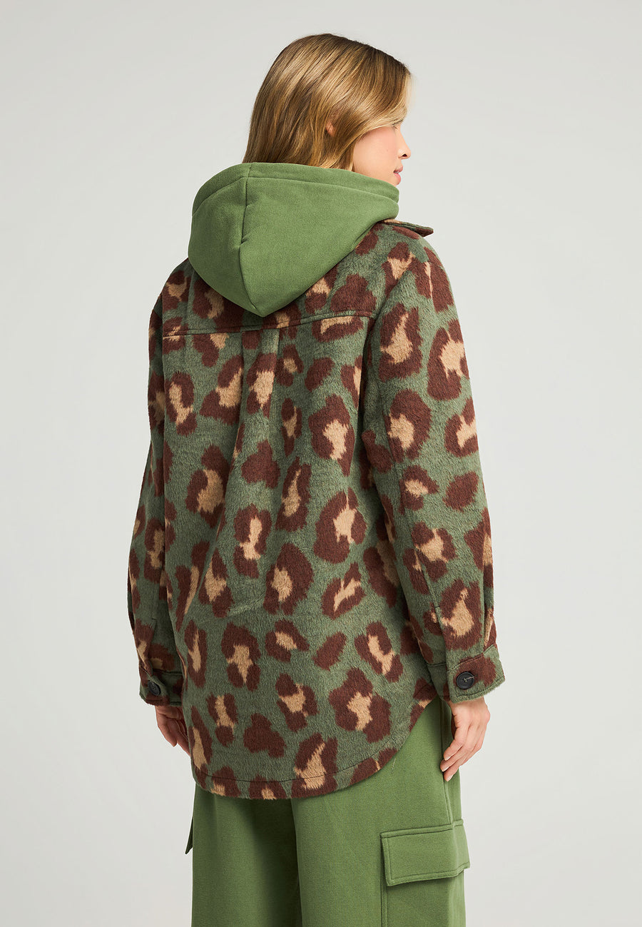 Jachetă din blană artificială de leopard