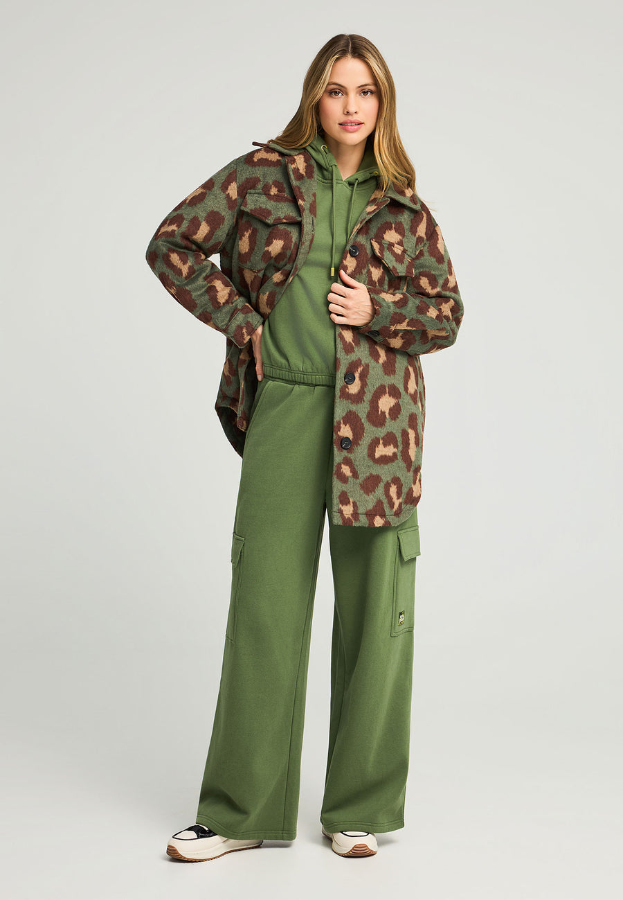 Jachetă din blană artificială de leopard