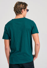 Tricou cu guler henley și croiuri brute - The essentials - Dark sea