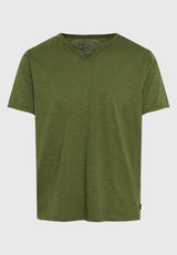 Tricou cu guler henley și croi brut - The essentials - Verde vânătoresc