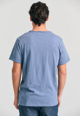 Tricou cu guler henley și croiuri brute - The essentials - Albastru fumuriu