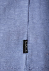 Tricou cu guler henley și croiuri brute - The essentials - Albastru fumuriu