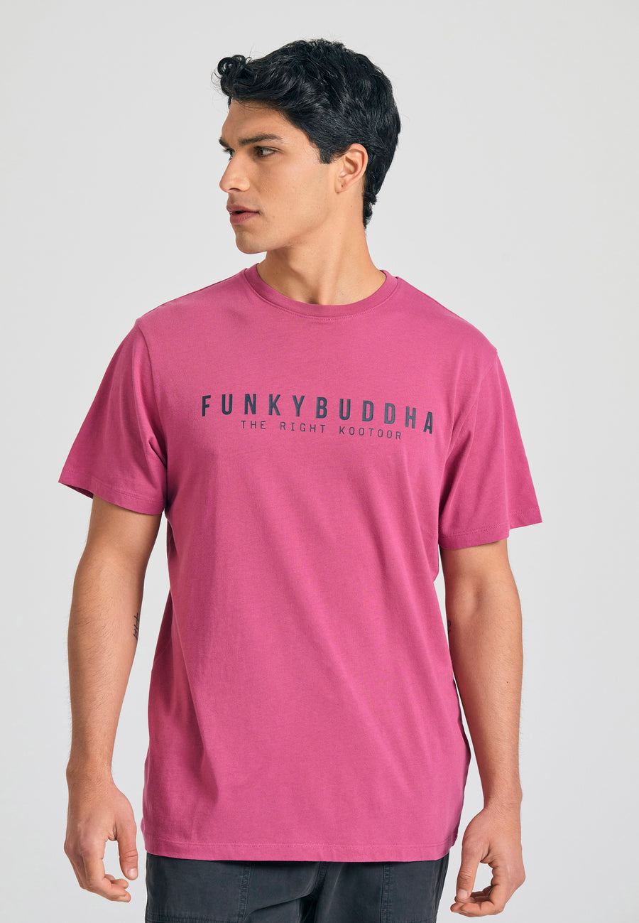 Tricou cu imprimeu Funky Buddha - Esențiale - Roz uscat