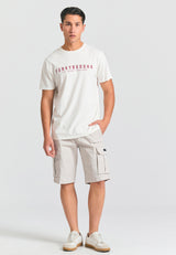 Tricou cu imprimeu Funky Buddha - The essentials - Alb-gălbui