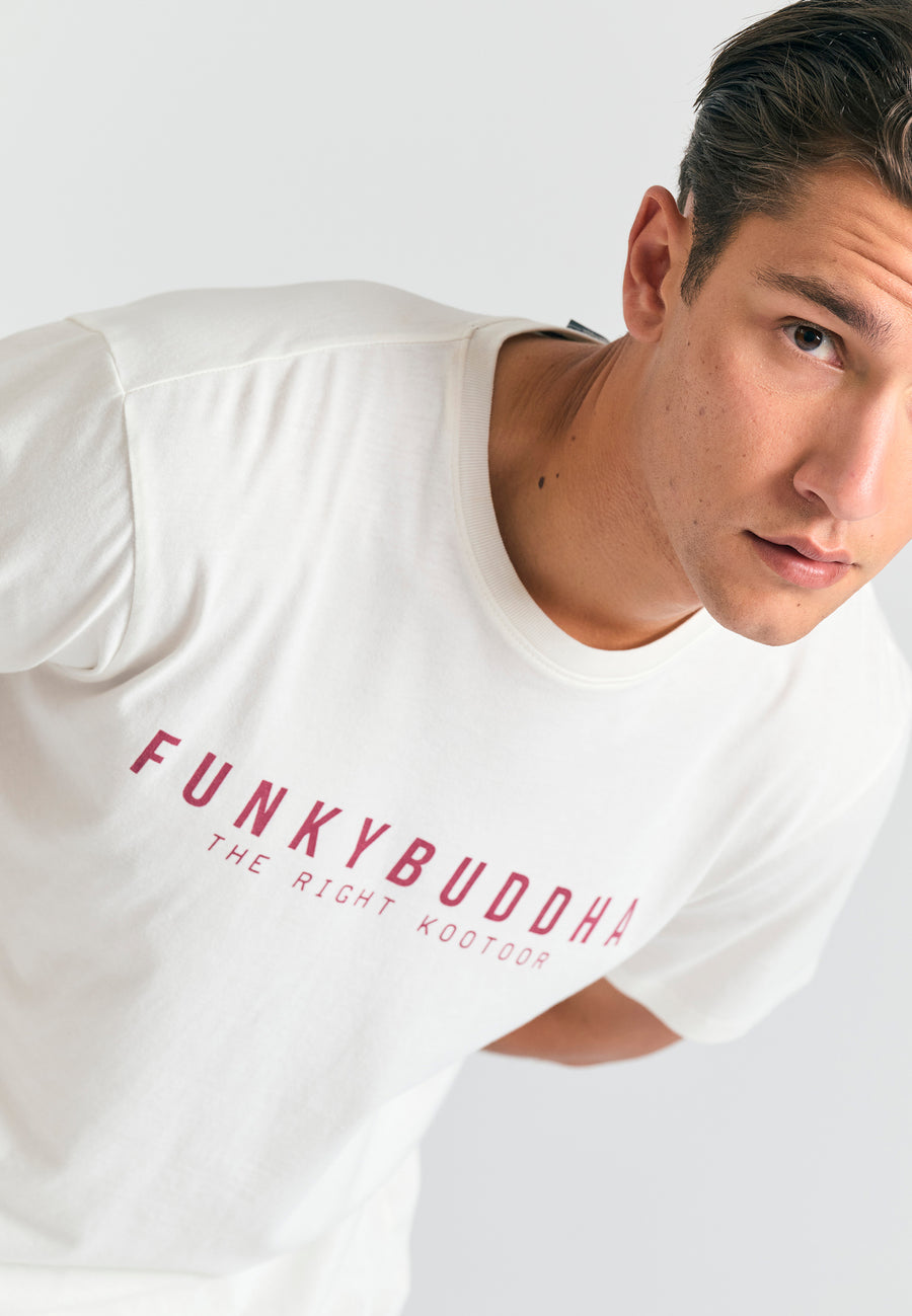 Tricou cu imprimeu Funky Buddha - The essentials - Alb-gălbui