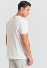 Tricou cu imprimeu Funky Buddha - The essentials - Alb-gălbui