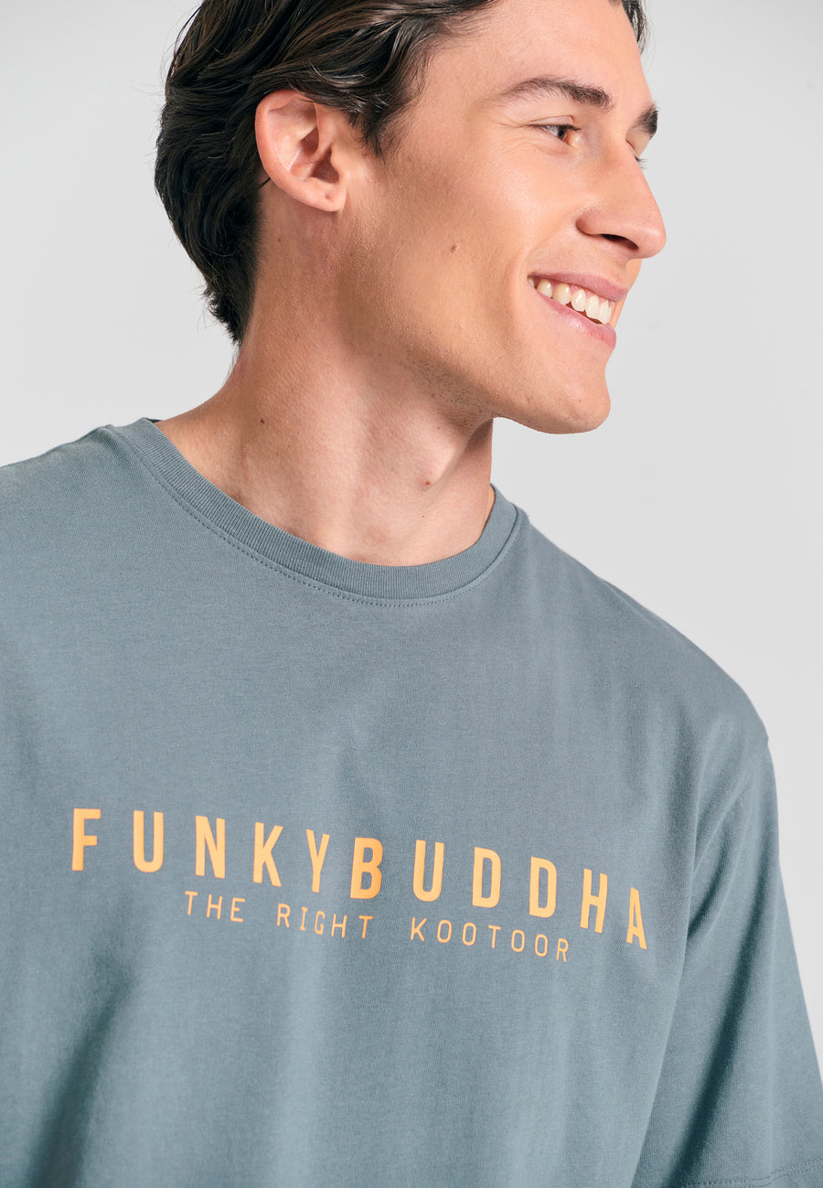 Tricou cu imprimeu Funky Buddha - Esențiale - Gri oțel
