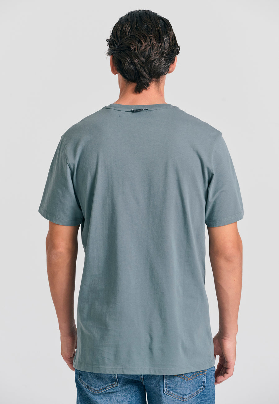 Tricou cu imprimeu Funky Buddha - Esențiale - Gri oțel