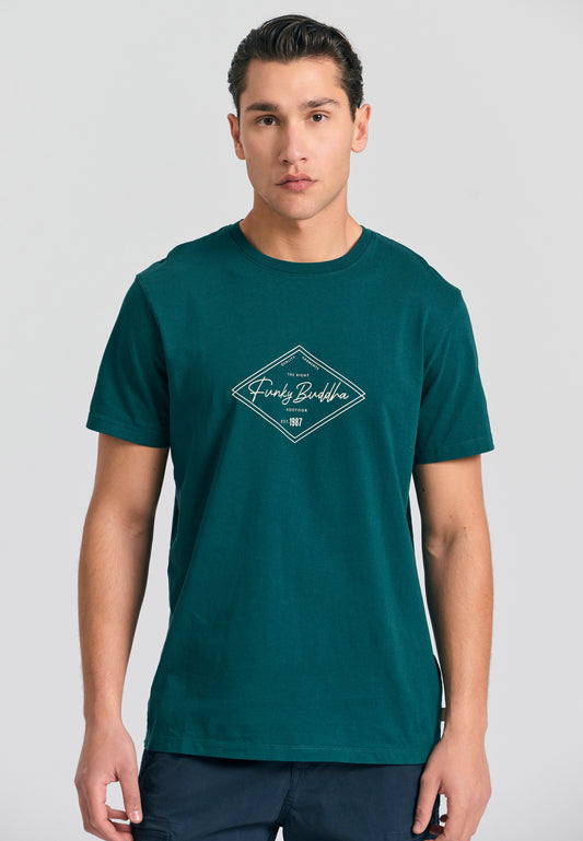 Tricou cu imprimeu Funky Buddha - Mare închis la culoare