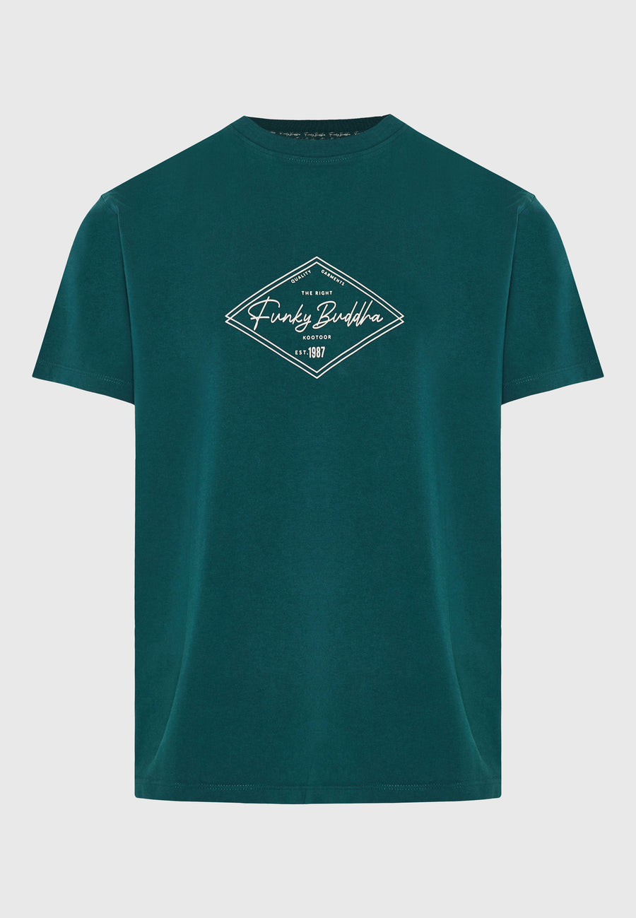 Tricou cu imprimeu Funky Buddha - Mare închis la culoare