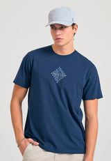 Tricou cu imprimeu pe piept - Bleumarin