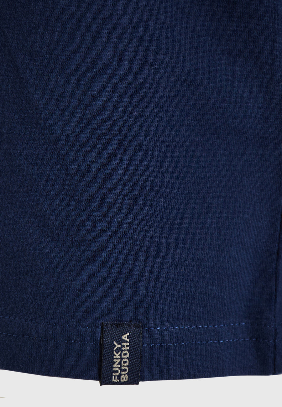 Tricou cu imprimeu pe piept - Bleumarin