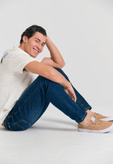 Croială slim fit, cu efecte decolorate - Albastru închis