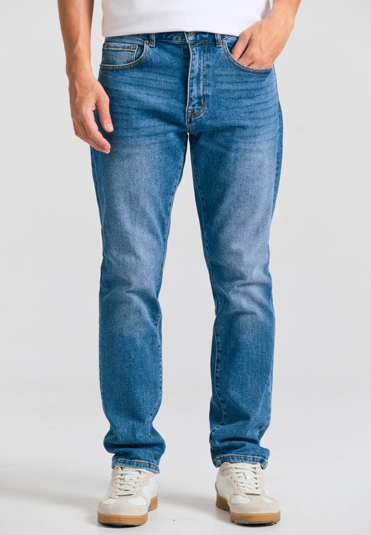 Slim tapered fit with washed effects - Md blue