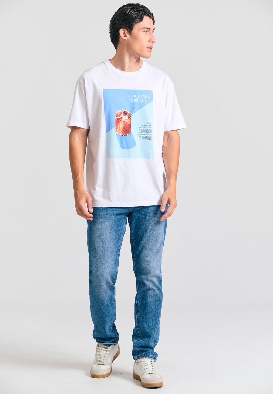 Croială slim, conică, cu efecte decolorate - Albastru Md