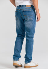 Croială slim, conică, cu efecte decolorate - Albastru Md