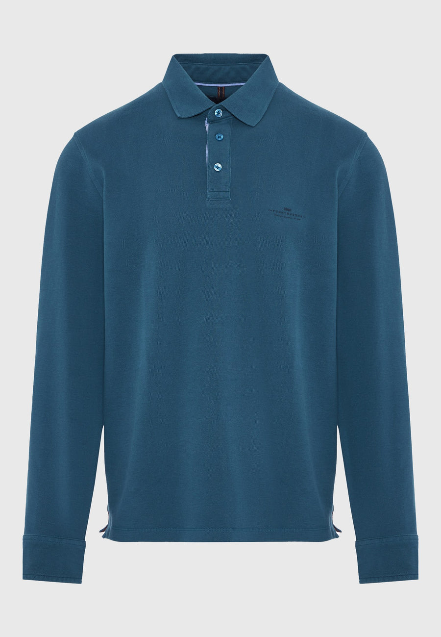 Tricou polo cu mânecă lungă și logo minimalist pe piept