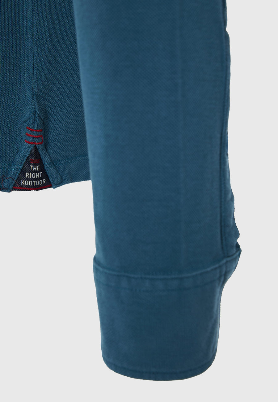 Tricou polo cu mânecă lungă și logo minimalist pe piept