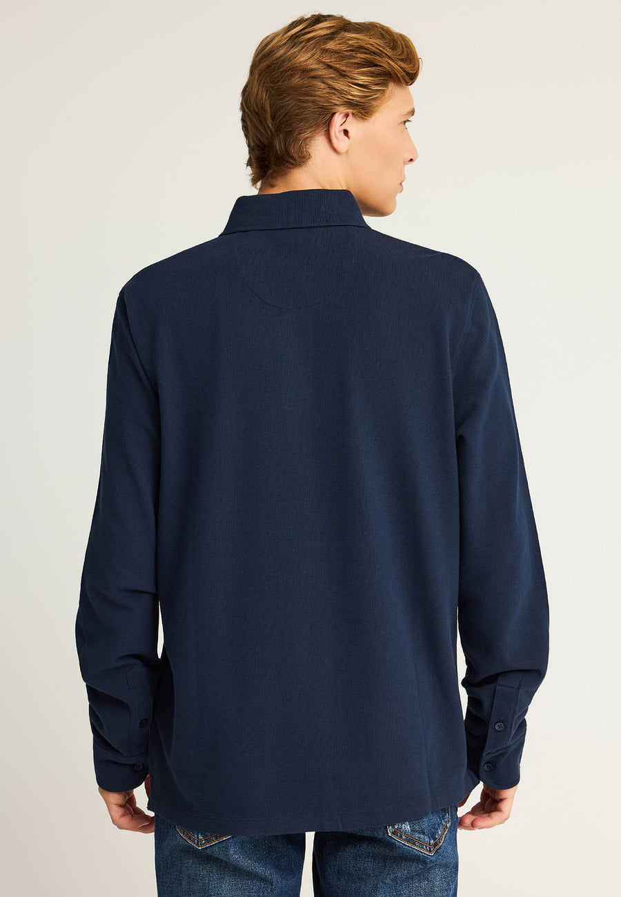 Tricou polo cu mânecă lungă și logo minimalist pe piept
