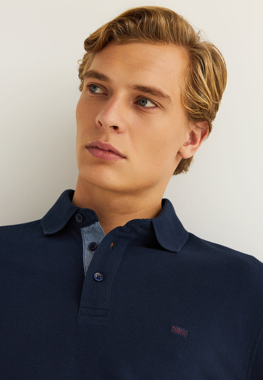 Tricou polo cu mânecă lungă și logo minimalist pe piept