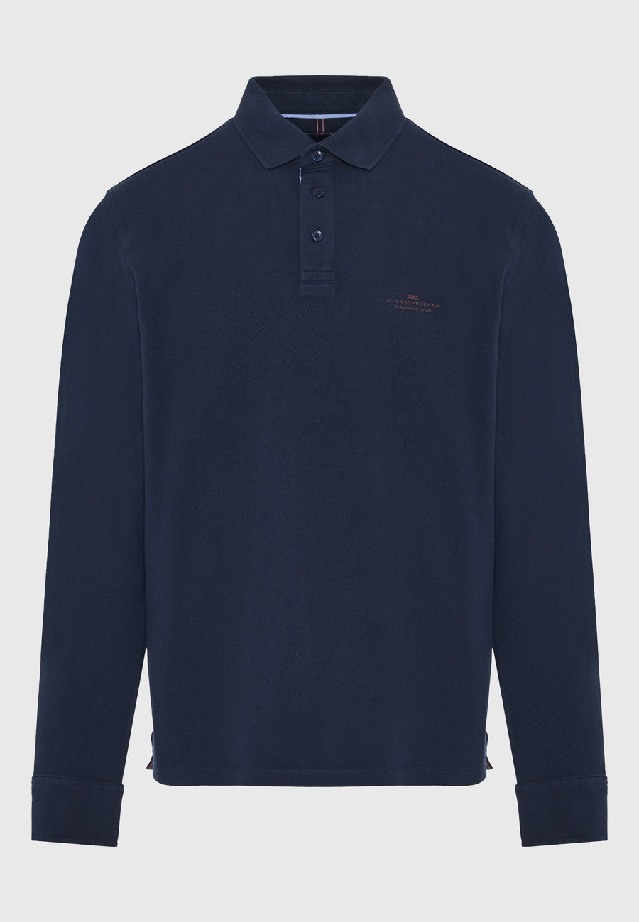 Tricou polo cu mânecă lungă și logo minimalist pe piept