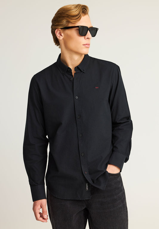 Cămașă bărbătească Oxford din bumbac cu logo brodat - The Essentials